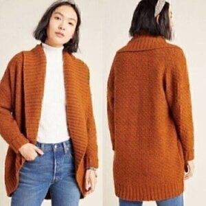 By Anthropologie Denise rust textured cocoon cardigan sweater